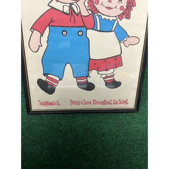 Vintage Raggedy Ann & Andy Vintage Print 21x17” - “Happiness Is Peace & Love...” - Picture 4 of 7